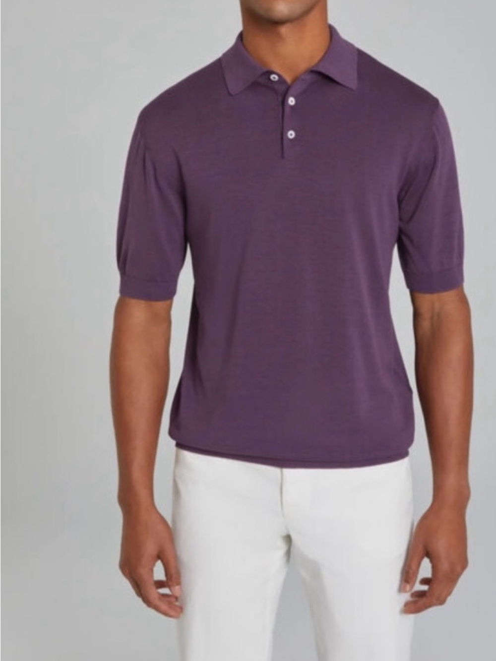 Jack Victor Men's Short-Sleeve Polo in Deep Purple cotton/silk blend